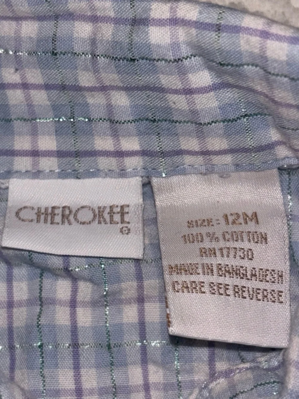 Cherokee Light Blue & Pink Plaid Sleeveless Button-Down